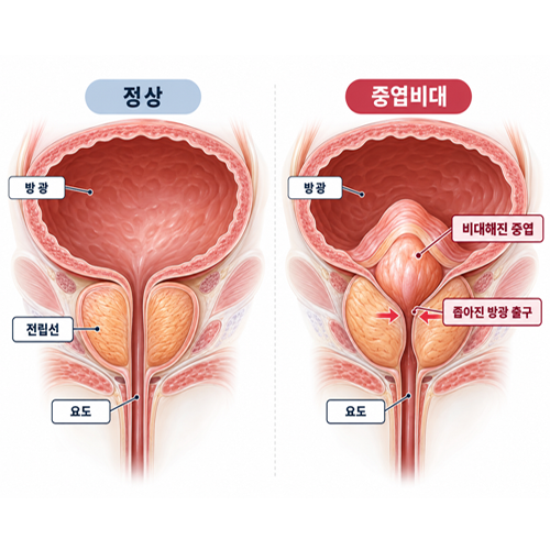 중엽비대 전립선 형태 확인
